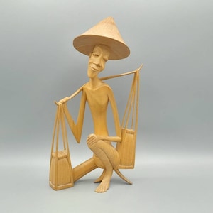 1960's Carved Wooden Chinese Figurine AF