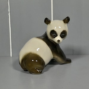 Porcelain Panda Ornament, Russian USSR Decorative Animal,