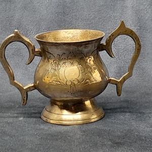 Vintage Metal Trophy Cup, Small Engraved Silver Plate Trophy 7.4cm