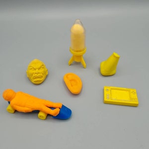 Collection of 6 Vintage Retro Novelty Erasers / Rubbers 80&#39;s - 90&#39;s