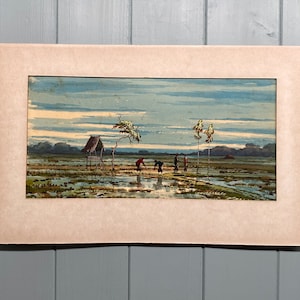 Vintage Painting, African Landscape Famed, 36.7cm