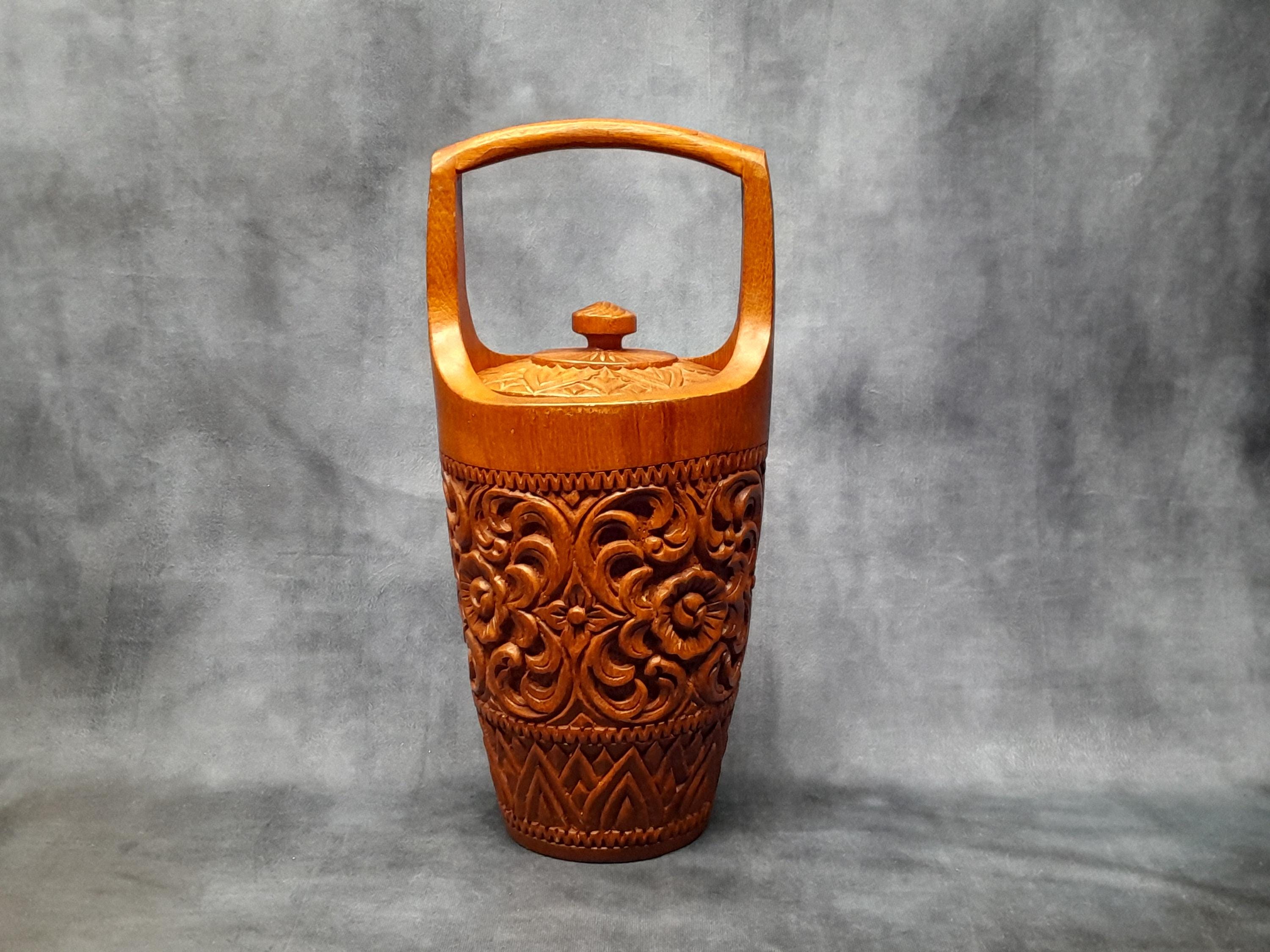 Glacière à Manivelle Vintage AMSON - 1 QT - Années 60 - Bois Et Métal - État Brut