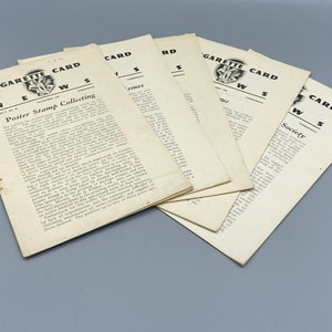 5 冊のタバコカードニュース小冊子、1937 年から 1938 年まで