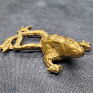 Solid Brass Frog Ornament, Vintage Brass Reptile Animal Figurine