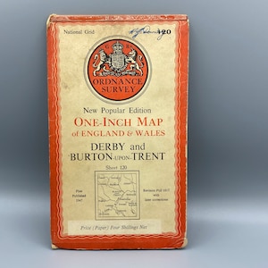 Ordnance Übersicht, One Inch Map of England and Wales, Derry und Burton-Upon-Trent 1947