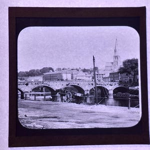 Antique Glass Black and White Magic Lantern Slide, by Early 20th century Slide, Irish Town Enniscorthy