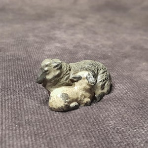 Vintage Miniature Sheep and Lamb Figurines, Metal Farm Animal Miniatures