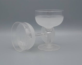 Pair of Crystal Cocktail Glasses with frosted glass, Crystal Drinking Glasses - Vintage Glasses