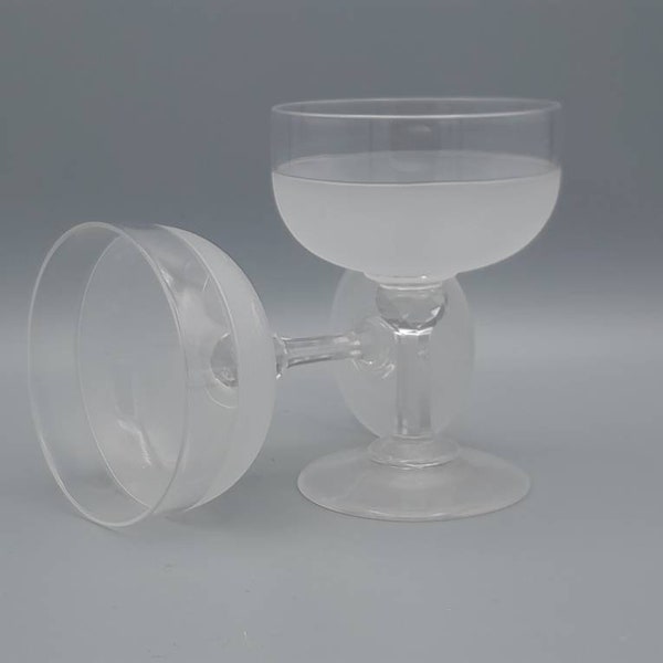 Pair of Crystal Cocktail Glasses with frosted glass, Crystal Drinking Glasses - Vintage Glasses