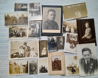 20 Assorted Photographs 1900's - 1930's Sepia, Genuine Antique Photos