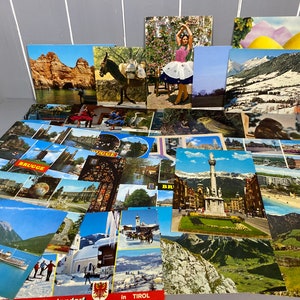 50 cartoline vintage assortite, collezione di vecchie cartoline, alcune usate con segni di affrancatura, ecc