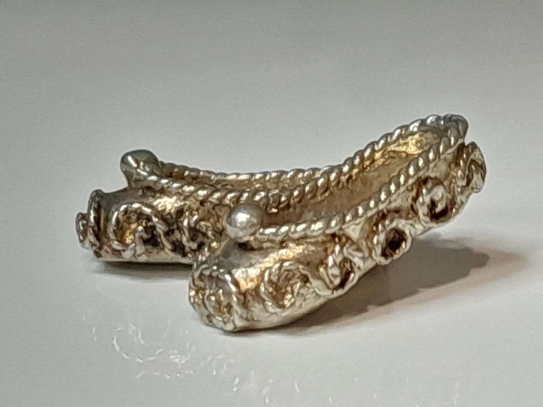 Charme Bracelet Argent Sterling Vintage - Petites Pantoufles 4,4g - Bijou Rétro Royaume-Uni