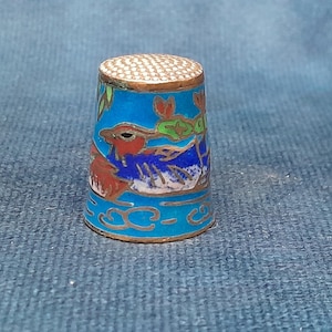 Cloisonné Enamel Thimble, Vintage Thimbles - 2.4cm Mandarin Duck