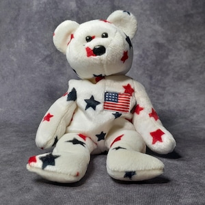 Vintage Ty Beanie Baby Teddy Bär, Glory the Bear 1994 Mütze Baby Spielzeug OHNE Tags