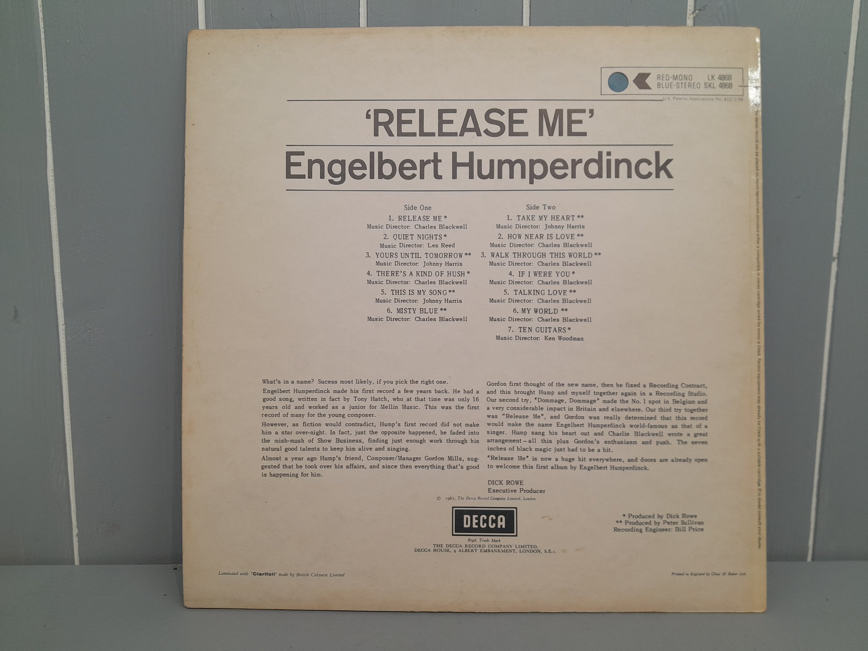 Vintage 1967 - Decca - LP 12 Inch Record - Engelbert Humperdinck