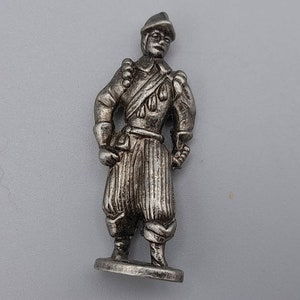 Miniature Pewter Figure, French medieval Soldier, Vintage Pewter