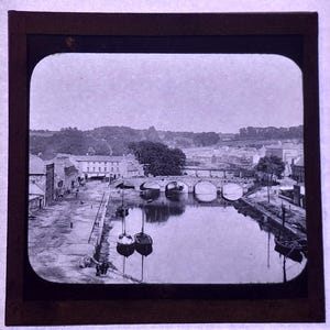 Antique Glass Black and White Magic Lantern Slide, by Early 20th century Slide, Irish Town Enniscorthy