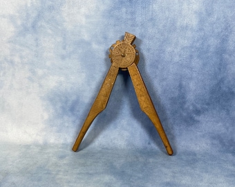 Vintage  Wooden Hand Carved Nutcracker, Handheld Kitchen Tool.