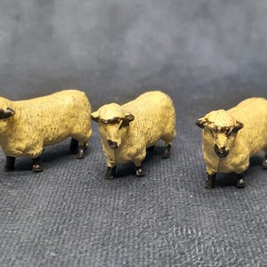 Vintage Trio of Miniature Sheep Figurines, Metal Farm Animal Miniatures by Hornby