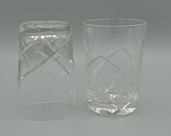 Pair of Small Crystal Tumblers, Crystal Drinking Glasses - Vintage Glasses