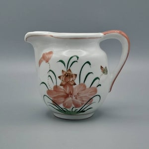 Hand Painted Creamer / Milk Jug, Pink Flowers