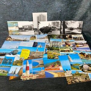 50 diverse vintage ansichtkaarten, oude postkaartcollectie, sommige met handgeschreven notities en stempels