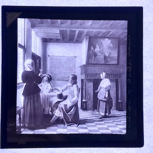 Antique Glass Black and White Magic Lantern Slide, by Early 20th century Slide, Edwardian Dutch Painting