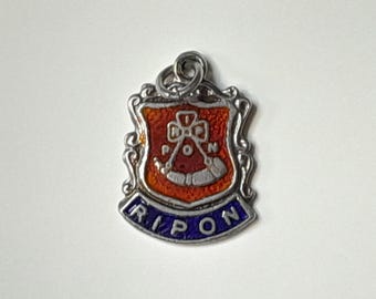 Vintage Sterling Silver Charm, Silver Charm Bracelet Charm, Ripon Crest Charm 2cm