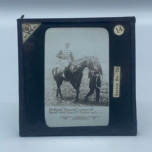 Antique Black and White Magic Lantern Slide, 1910 Ascot Gold Cup Winner “Bayardo”