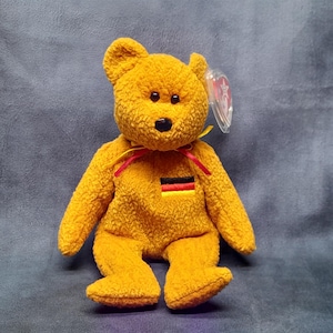 Vintage Ty Beanie Baby Teddybär, Germania 2000 Mütze Baby Spielzeug mit Tags