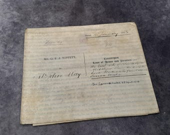 Victorian Indenture, Antique Beautifully Hand Written Contract on Vellum Paper, 9th January 1863