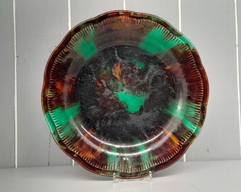 Antique 19th C Wedgwood Plate, Green and Brown