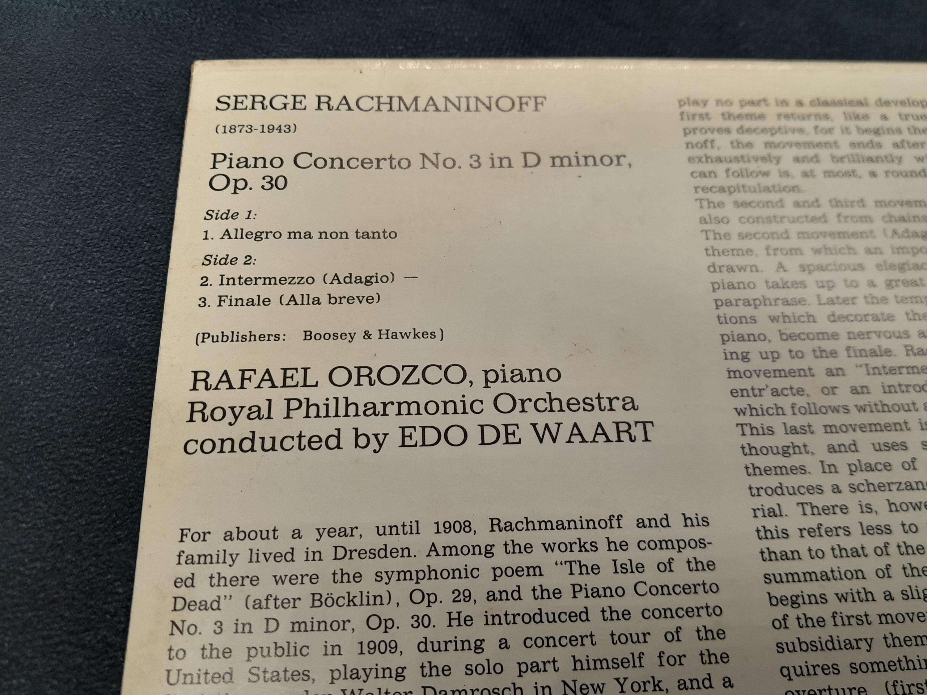 Rachmaninoff Piano Concerto No. 3 – Rafael Orozco, Edo De Waart