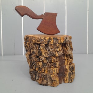 Vintage Pack of 6 Level Woodcutters Wooden Tree Trunk Tea Coasters