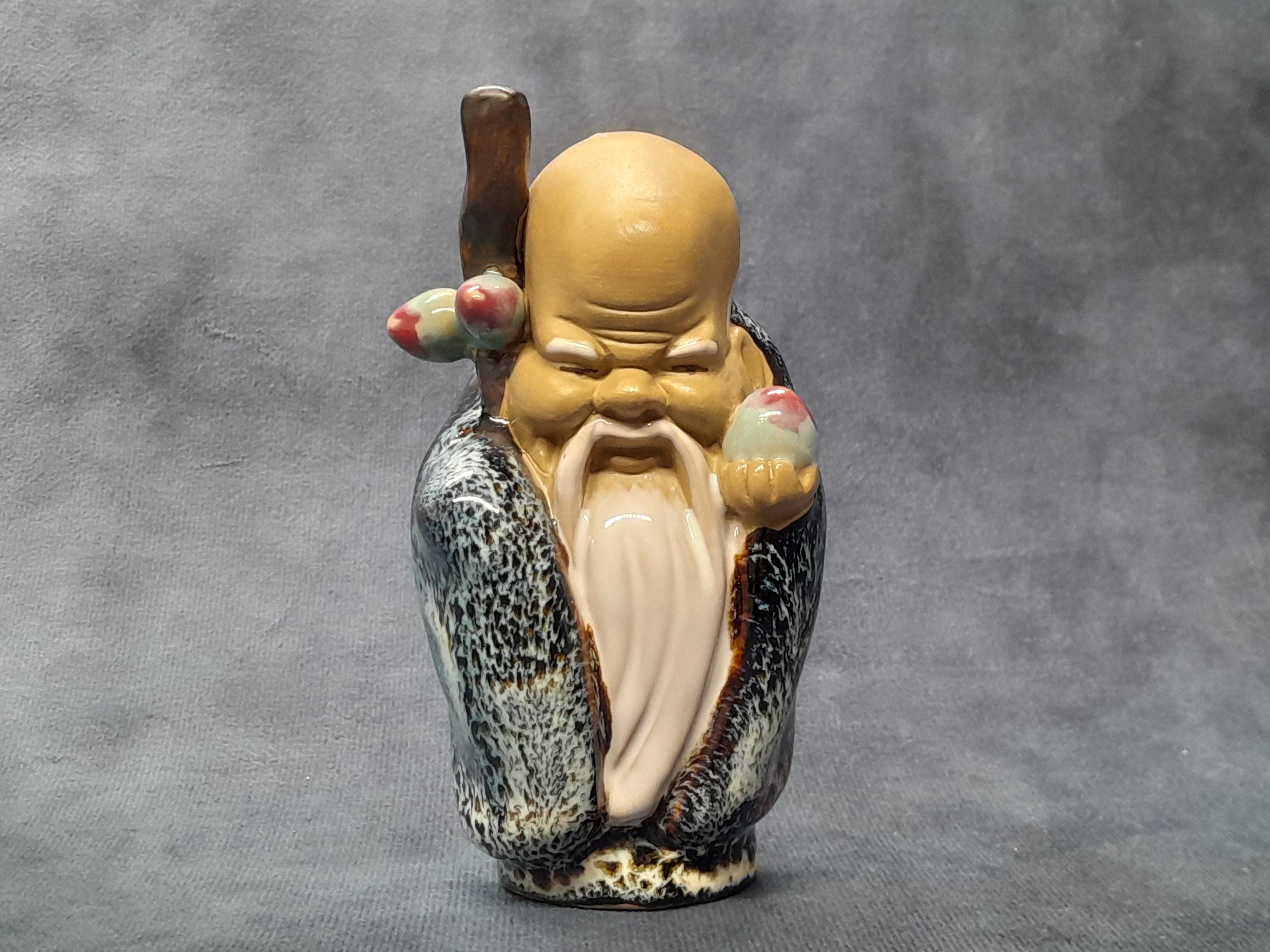 ヴィンテージ中国製 泥人形、粘土像 - 寿老 / 寿興 - 12.3 cm - Etsy 日本