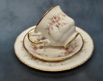 Paragon Victoriana Rose Trio - Cup, Saucer and Cake Plate, Mid Century English Fine Bone China