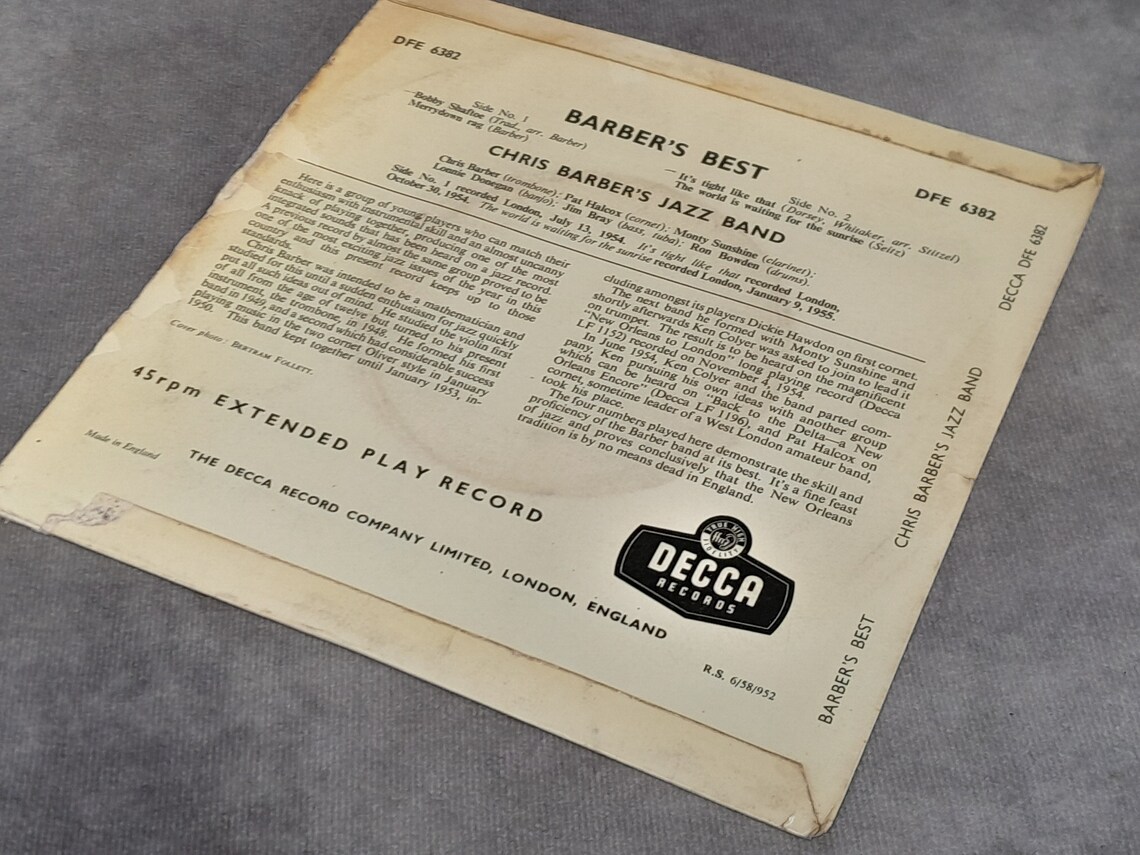Chris Barbers Best Jazz Band, Decca Records - Vintage LP 7 Inch Records, Vinyl, foto 4 di 4