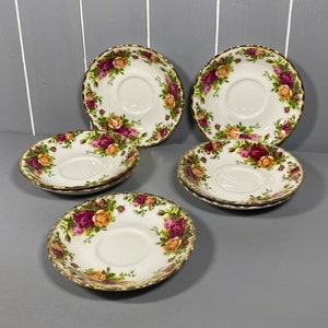 Royal Albert Old Country Seven Matching Saucers, English Bone China