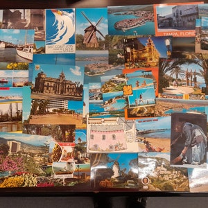 50 cartoline vintage assortite, collezione di vecchie cartoline, alcune usate con segni di affrancatura, ecc