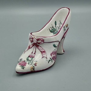 Zapato de porcelana Gien Pottery, porcelana francesa antigua pintada a mano