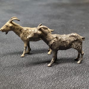 Vintage Pair of Miniature Goat Figurines, Metal Farm Animal Miniatures by Britains