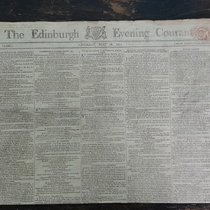 The Edinburgh Evening Courant, 200+ Year Old Newspaper, 18th May 1811