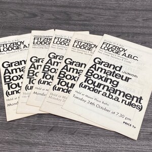 5 Fitzroy Lodge A.B.C, Grand Amateur Boxing Tournament Programmes.