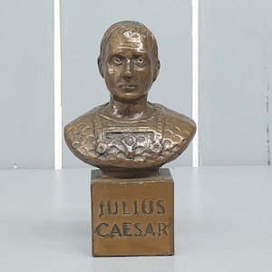 Brass Bust of Julius Caesar, Roman Emperor, Small Desktop Bust