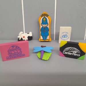 Collection of 6 Vintage Retro Novelty Erasers / Rubbers 80&#39;s - 90&#39;s