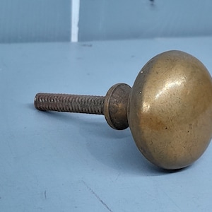 Vintage Reclaimed Brass Door Knob, Cupboard Handle, Round Gold Colour Handle - screw in