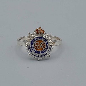 Solid Silver Royal Army Service Corps Sweetheart Ring UK Size N-1/2 Sterling Silver & Enamel Military Ring US Size 6.8