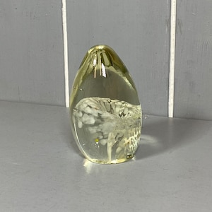 Vintage Teardrop Paperweight with Flowers at the Centre.