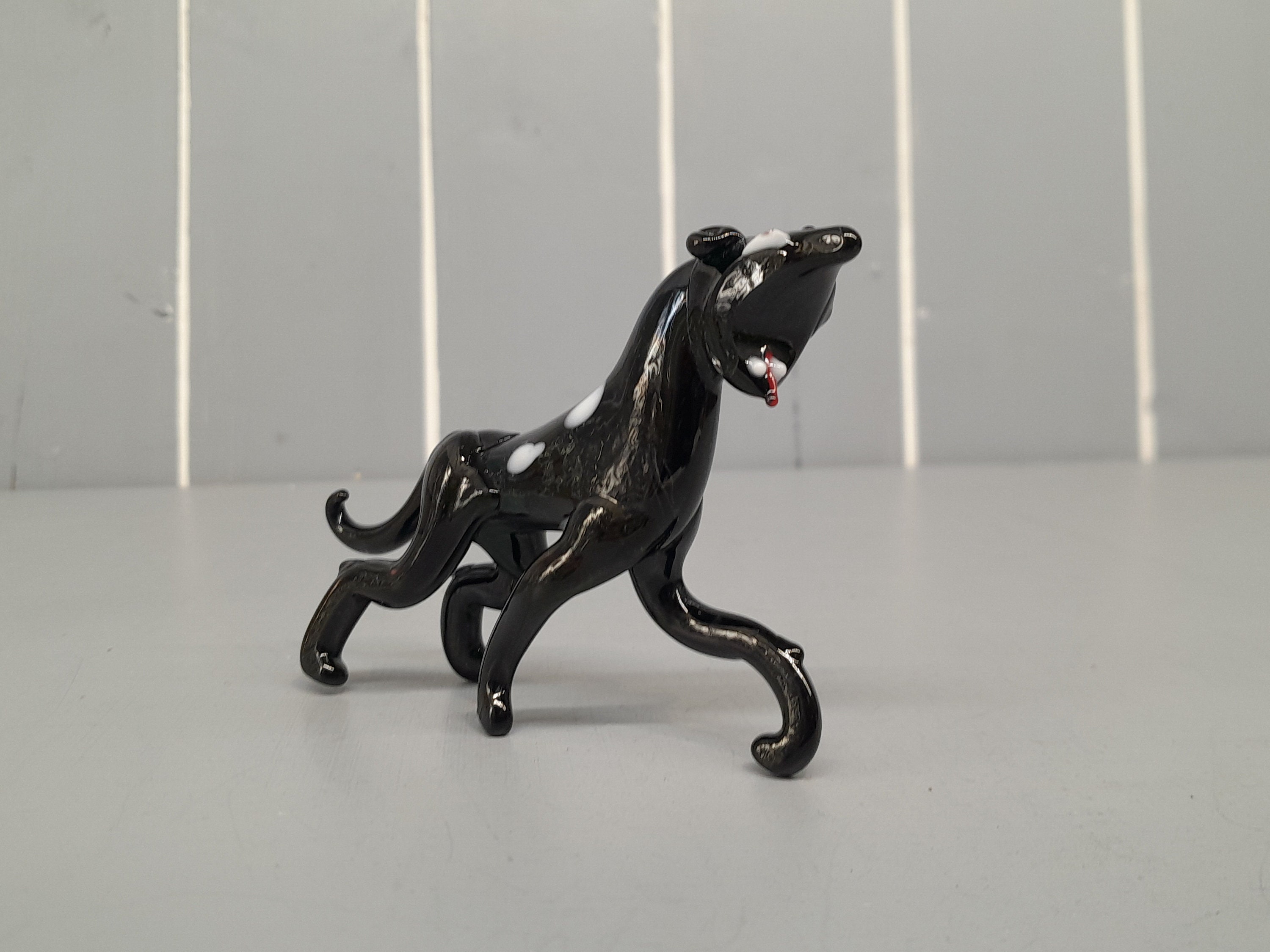 Glass Black Panther, Glass Animal Figurine - 10.7cm