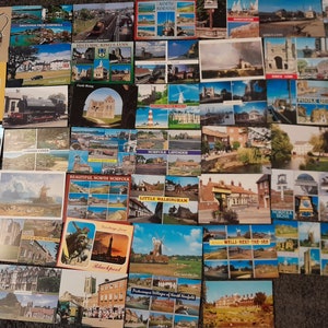 50 cartoline vintage assortite, collezione di vecchie cartoline, alcune usate con segni di affrancatura, ecc